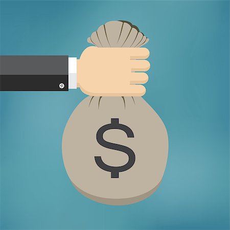 Hand with money bag. Flat style. Also available as a Vector in Adobe illustrator EPS 10 format. Foto de stock - Royalty-Free Super Valor e Assinatura, Número: 400-08646827