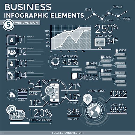 Infographic elements collection. Business vector illustration in flat style. Vol5, white version. Stock Photo - Budget Royalty-Free & Subscription, Code: 400-08646854