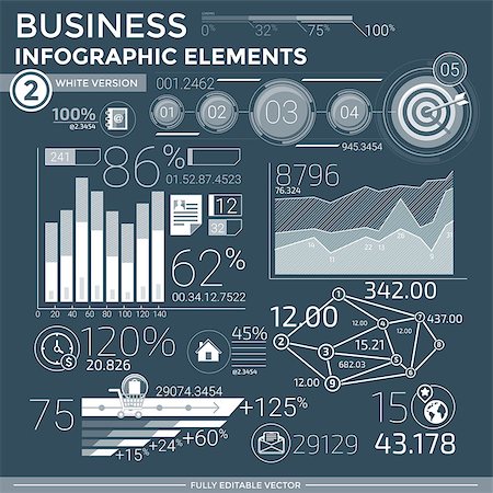 Infographic elements collection. Business vector illustration in flat style. Vol2 white version. Stock Photo - Budget Royalty-Free & Subscription, Code: 400-08646852