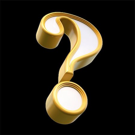 simsearch:400-05906315,k - Gold question mark. Isolated on black background. 3d rendering Stock Photo - Budget Royalty-Free & Subscription, Code: 400-08646889