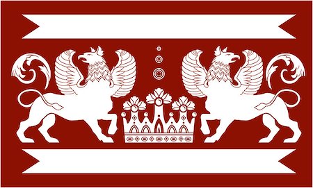 Red heraldic frame with Double Griffin and crown. Stock Photo - Budget Royalty-Free & Subscription, Code: 400-08646916