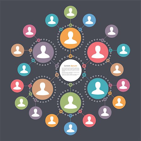 Social media network, people connection and communication concept, place for your text in the center, vector eps10 illustration Stock Photo - Budget Royalty-Free & Subscription, Code: 400-08646948