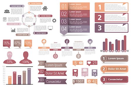 simsearch:400-08223890,k - Set of infographic elements - circle diagram, bar graphs, objects with numbers and percents, timeline, buttons, vector eps10 illustration Fotografie stock - Microstock e Abbonamento, Codice: 400-08646949