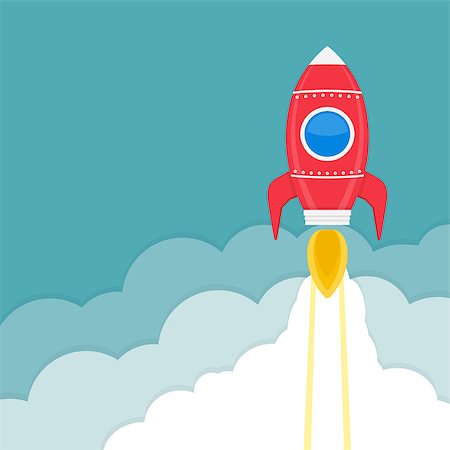 rocket flames - Rocket launch, business or project startup concept, vector eps10 illustration Stock Photo - Budget Royalty-Free & Subscription, Code: 400-08647009