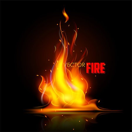 fiery furnace - illustration of Realistic Burning Fire Flame on black background Stock Photo - Budget Royalty-Free & Subscription, Code: 400-08647057