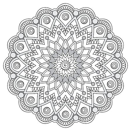 simsearch:400-08647106,k - Hand drawn decorated mandala. Image for adult and children coloring books, pages, tattoo. For decorate dishes, cups, porcelain, ceramics. Vector illustration - eps 10. Foto de stock - Super Valor sin royalties y Suscripción, Código: 400-08647089
