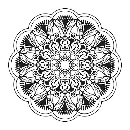 simsearch:400-08647106,k - Hand drawn decorated mandala. Image for adult and children coloring books, pages, tattoo. For decorate dishes, cups, porcelain, ceramics, shirts, dresses, bags, tunics. eps 10. Foto de stock - Super Valor sin royalties y Suscripción, Código: 400-08647097
