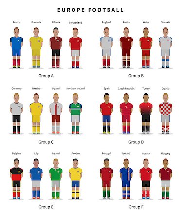simsearch:400-04179019,k - European football championship. Soccer team uniform. National football player. Flat style vector illustration. Stock Photo - Budget Royalty-Free & Subscription, Code: 400-08647260