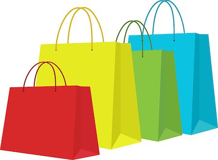 simsearch:400-08735204,k - Set of Colorful Empty Shopping Bags Isolated in White Stock Photo - Budget Royalty-Free & Subscription, Code: 400-08647319