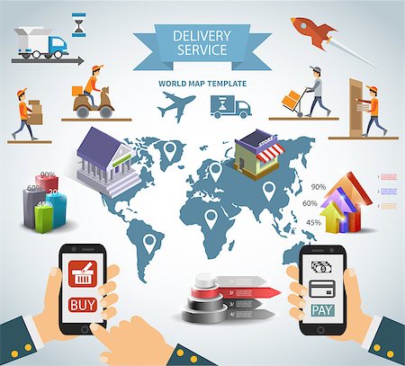 simsearch:400-08499668,k - Logistic chain shipping freight service supply delivery infographics set with charts and world map. vector eps10 Stock Photo - Budget Royalty-Free & Subscription, Code: 400-08647341