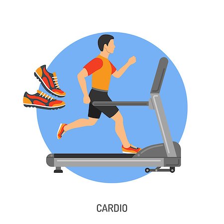 simsearch:400-04136462,k - Fitness, Cardio, Healthy Lifestyle Concept with Runner on Treadmill Icons for Mobile Applications, Web Site, Advertising. Foto de stock - Super Valor sin royalties y Suscripción, Código: 400-08647453