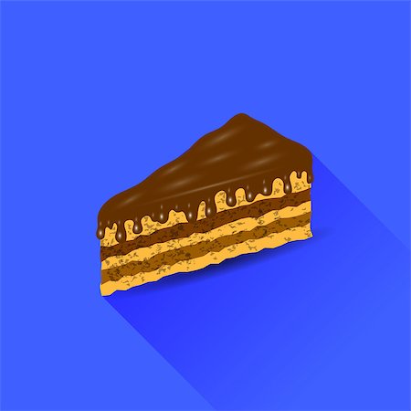 dark chocolate curl - Chocolate Cake Isolated on Blue Background. Long Shadow Stock Photo - Budget Royalty-Free & Subscription, Code: 400-08647500