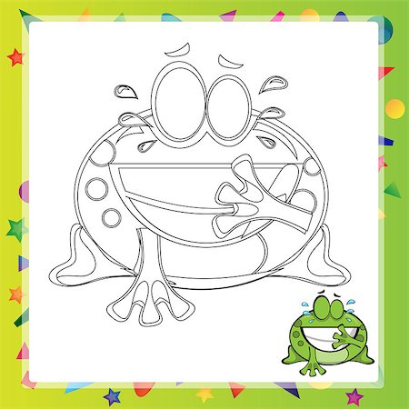 paintings on forest animals - illustration of Cartoon frog - Coloring book - vector Stock Photo - Budget Royalty-Free & Subscription, Code: 400-08647518
