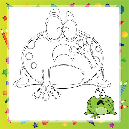 illustration of Cartoon frog - Coloring book - vector Photographie de stock - Aubaine LD & Abonnement, Code: 400-08647521