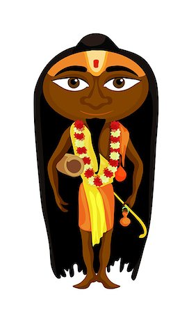 sadhu face photography - India Yogi man with long hair vector illustration Stock Photo - Budget Royalty-Free & Subscription, Code: 400-08647539