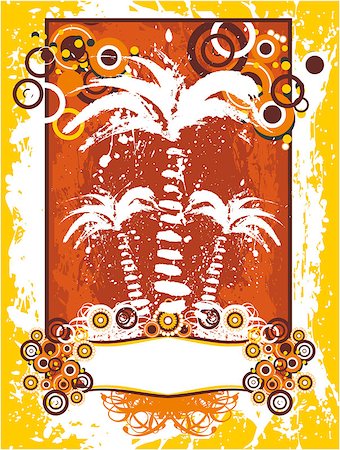 simsearch:400-08774047,k - Summer beach with palms. Vector on orange background Stock Photo - Budget Royalty-Free & Subscription, Code: 400-08647541