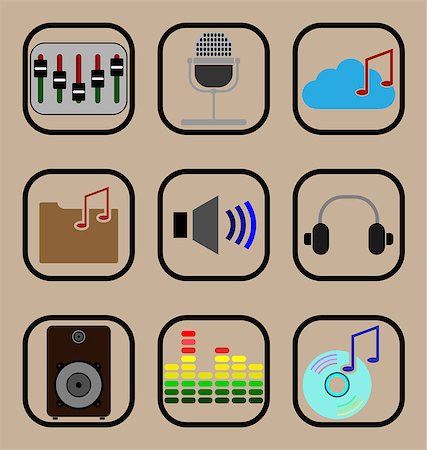 simsearch:400-08166117,k - Set of vector icons representing music and musical equipment concepts Stock Photo - Budget Royalty-Free & Subscription, Code: 400-08647629