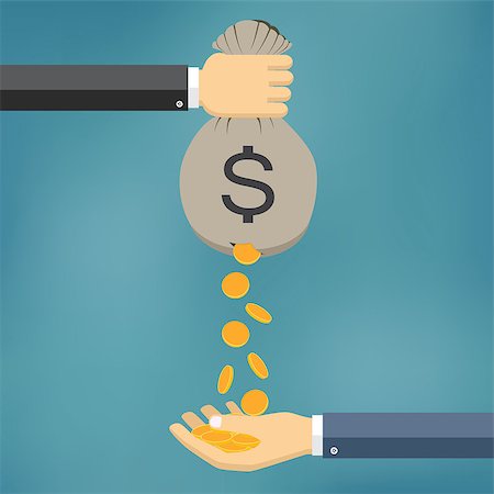 Gold Coins Falling From Money Bag to Man Hand. Also available as a Vector in Adobe illustrator EPS 10 format. Foto de stock - Royalty-Free Super Valor e Assinatura, Número: 400-08647633