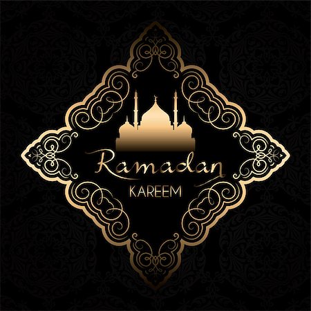 simsearch:400-08647515,k - Ramadan Kareem background with stylish gold and black design Foto de stock - Super Valor sin royalties y Suscripción, Código: 400-08647693