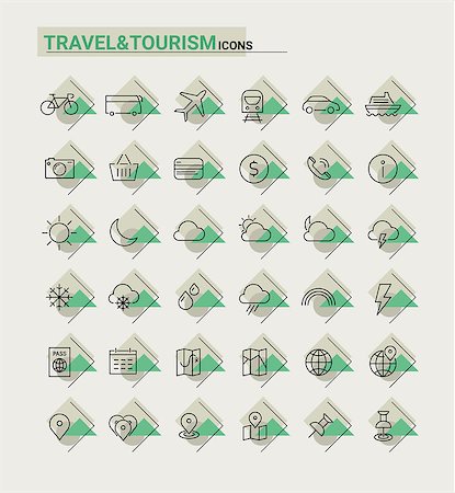 Vector set of trendy inline thin icons of travel and tourism metaphors, set 1 Stock Photo - Budget Royalty-Free & Subscription, Code: 400-08647866
