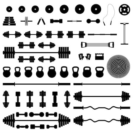 Big set of various sports equipment for the gym and fitness, vector illustration. Stockbilder - Microstock & Abonnement, Bildnummer: 400-08648050