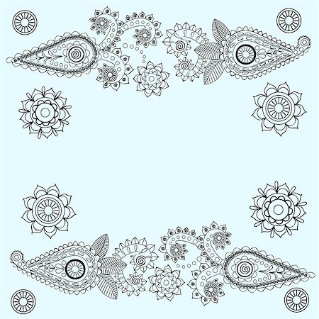 phantom1311 (artist) - Ornate Paisley Pattern Doodle Vector Design on blue Stock Photo - Budget Royalty-Free & Subscription, Code: 400-08648086