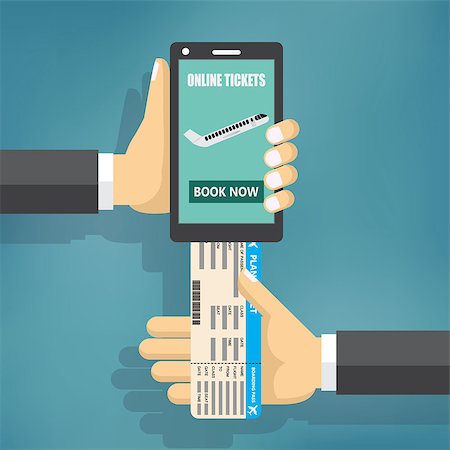 simsearch:400-08157046,k - Concept of online booking for airplane tickets. Human hand with mobile phone and airplane ticket. Also available as a Vector in Adobe illustrator EPS 10 format. Stock Photo - Budget Royalty-Free & Subscription, Code: 400-08648136