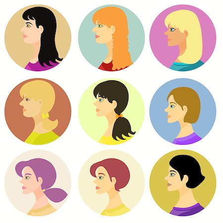 women, girlavatar on a colored background. vector illustration Stock Photo - Budget Royalty-Free & Subscription, Code: 400-08648201