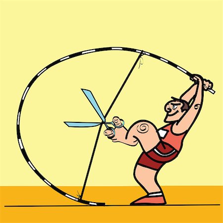 pustovit (artist) - Doping sport cunning pole vaulter. Athlete pulls the pole like a bow. Sports benefits. athletics Fotografie stock - Microstock e Abbonamento, Codice: 400-08648210