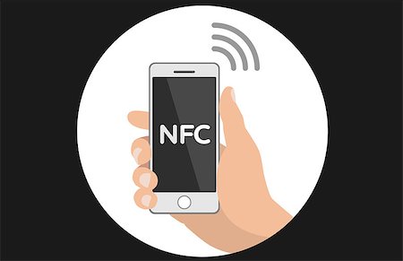 NFC concept flat icon payment with mobile phone Foto de stock - Super Valor sin royalties y Suscripción, Código: 400-08648226
