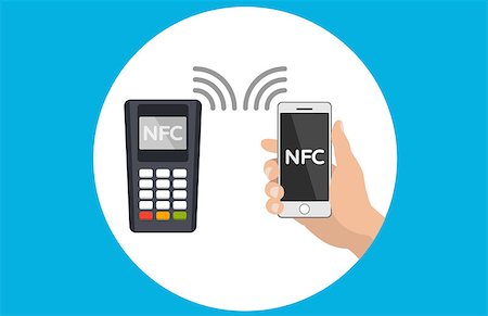 Mobile payments and near field communication. Transaction and paypass and NFC. Vector illustration Photographie de stock - Aubaine LD & Abonnement, Code: 400-08648227