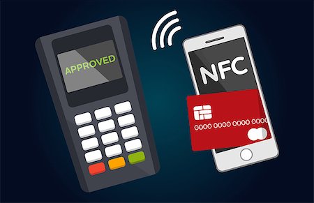 Mobile payments and near field communication. Transaction and paypass and NFC. Vector illustration Photographie de stock - Aubaine LD & Abonnement, Code: 400-08648228