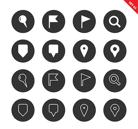 simsearch:400-08807052,k - Navigation and route vector icons set. Direction concept. Icons of places, areas and points, flags, searching sign, map pointers. Isolated on white background Stock Photo - Budget Royalty-Free & Subscription, Code: 400-08648271