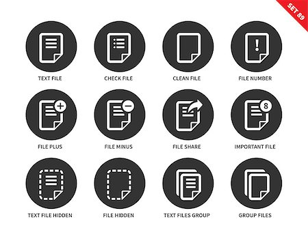simsearch:400-08132580,k - Text files and notes vector icons set. Document and papers concept. Office tools and items, notes, text files, group files and hidden files. Isolated on white background Stock Photo - Budget Royalty-Free & Subscription, Code: 400-08648289
