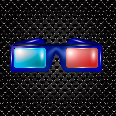 simsearch:400-06171207,k - Glasses for Watching Movies Isolated on Dark Perforated Backround Fotografie stock - Microstock e Abbonamento, Codice: 400-08648318