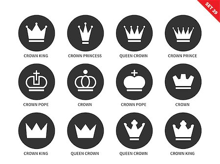 Royal crown vector icons set. Royalty, luxury, authority and power items, king, princess, prince, queen crowns, pope crown. Isolated on white background. Stock Photo - Budget Royalty-Free & Subscription, Code: 400-08648362