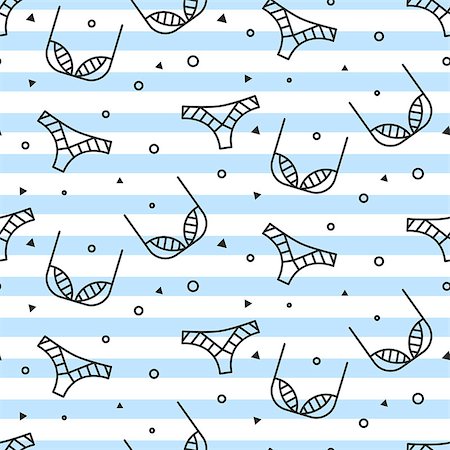 simsearch:400-06080608,k - Fashion sexy lingerie seamless pattern. Fine line woman lingerie pastel blue stripes color vector pattern. Photographie de stock - Aubaine LD & Abonnement, Code: 400-08648544