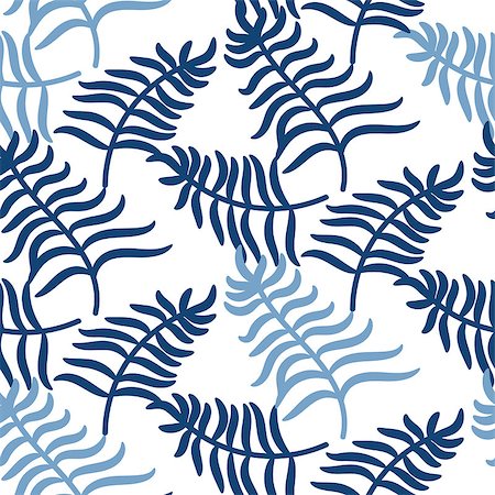 simsearch:400-05909908,k - Tropical jungle palm leaves blue color pattern background on white. Exotic nature pattern for fabric, wallpaper or apparel. Stock Photo - Budget Royalty-Free & Subscription, Code: 400-08648543