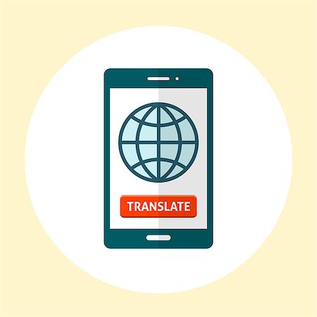 Globe on smartphone screen with red button app. Translation concept Photographie de stock - Aubaine LD & Abonnement, Code: 400-08648602