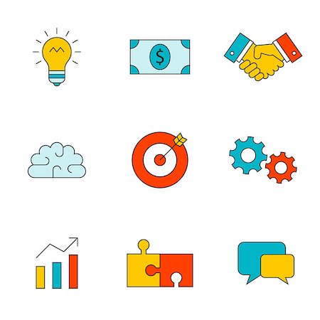 Business thin color line icons. Business process concept Stock Photo - Budget Royalty-Free & Subscription, Code: 400-08648720