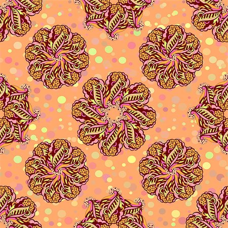 simsearch:400-08158857,k - Abstract Tile Seamless Background, Ornament with Symbolical Colorful Floral Patterns. Vector Photographie de stock - Aubaine LD & Abonnement, Code: 400-08648845