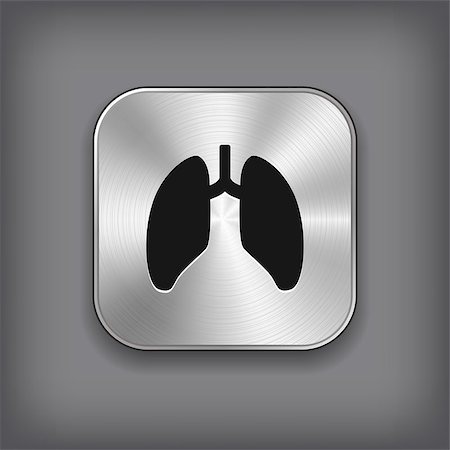 simsearch:400-08379540,k - Lungs icon - vector metal app button with shadow Stock Photo - Budget Royalty-Free & Subscription, Code: 400-08648894