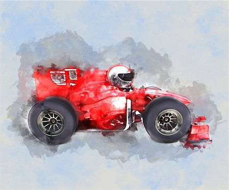 race car driver victory - Watercolor effect painting of a generic racing car Stock Photo - Budget Royalty-Free & Subscription, Code: 400-08649091