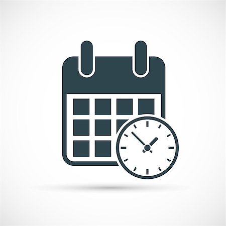 Calendar with clock icon. Timetable vector illustration Stock Photo - Budget Royalty-Free & Subscription, Code: 400-08649130