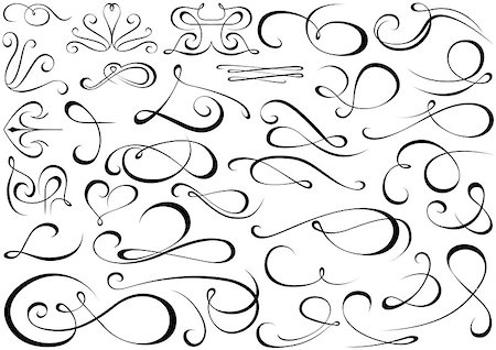 simsearch:400-04818445,k - Calligraphic Shapes Collection - Design Elements Illustration, Vector Stock Photo - Budget Royalty-Free & Subscription, Code: 400-08649153