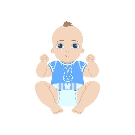simsearch:400-08835171,k - Happy Baby In Blue Flat Simple Cute Style Cartoon Design Vector Illustration Isolated On White Background Photographie de stock - Aubaine LD & Abonnement, Code: 400-08649215