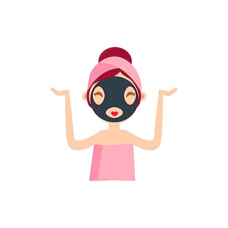 pore - Girl Doing The Dirt Mask Portrait Flat Cartoon Simple Illustration In Sweet Gitly Style Isolated On White Background Stock Photo - Budget Royalty-Free & Subscription, Code: 400-08649226