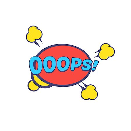 simsearch:400-08649258,k - Ooops Comic Speech Bubble Bright Color Classic Comic Book Style Flat Vector Design Sticker Foto de stock - Super Valor sin royalties y Suscripción, Código: 400-08649247