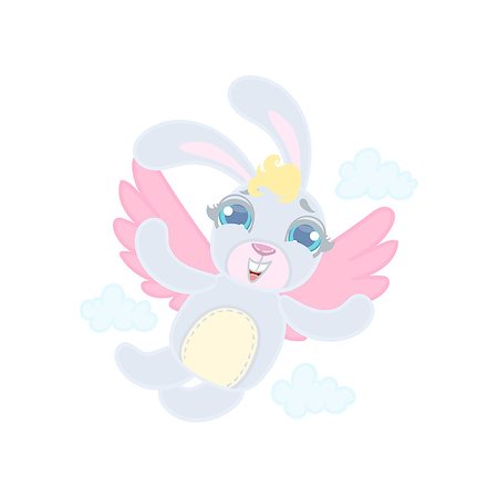 simsearch:400-08557140,k - Rabit With Wings Flying Illustration In Cute Girly Cartoon Style Isolated On White Background Stockbilder - Microstock & Abonnement, Bildnummer: 400-08649276