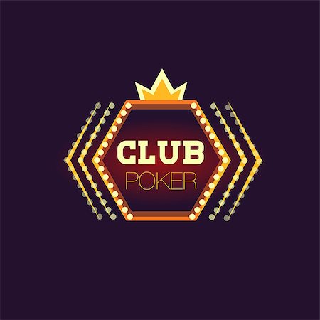 Crowned Poker Club Neon Sign Las Vegas Style Illumination Bright Color Vector Design Sticker Stock Photo - Budget Royalty-Free & Subscription, Code: 400-08649314